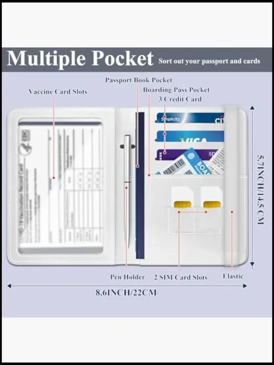 Premium Leather Passport Wallet RFID Blocking Travel Accessory Compact - Picture 5 of 6